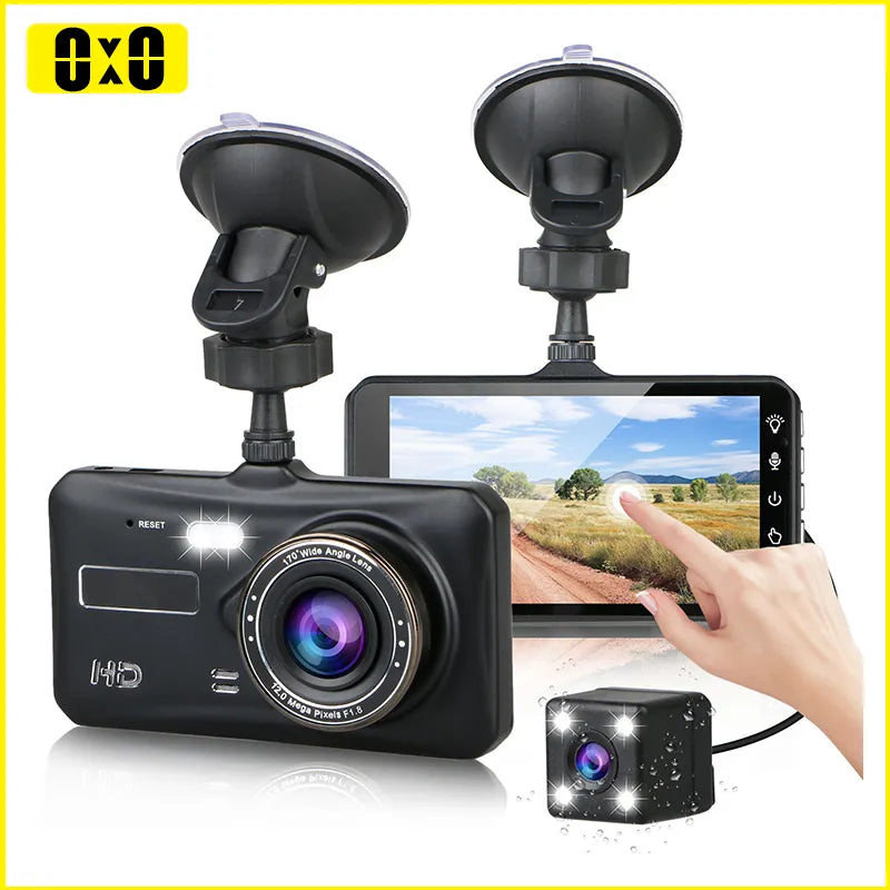 Full HD 1080P Front and Rear Dash Cam with Night Vision Driver Recorder