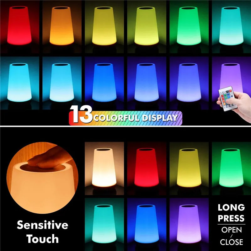 USB Rechargeable 13 Color Changing Night Light with Remote Control