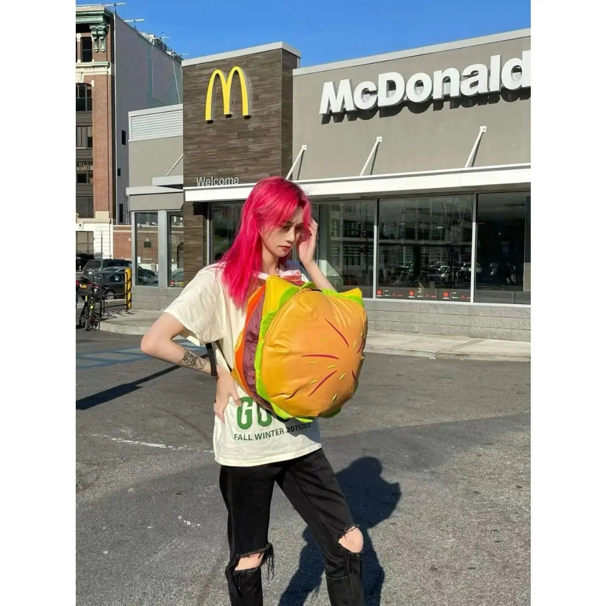 High Capacity Cute Retro Hamburger Kawaii Backpack