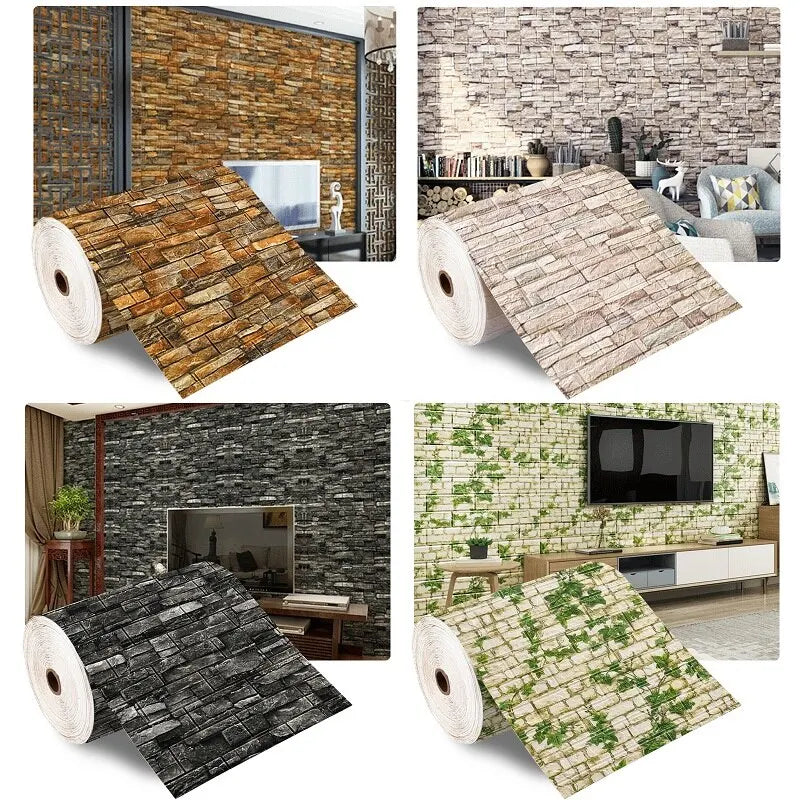 70cm*100cm 3D Foam Brick Pattern DIY Waterproof Wall Stickers Living Room Bedroom Background Decoration Renovated Wallpaper