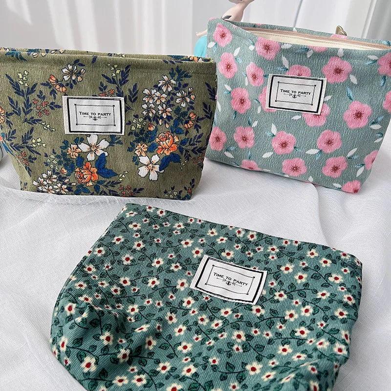 Floral Embroidery  Cosmetic Pouch/Bag Organizer