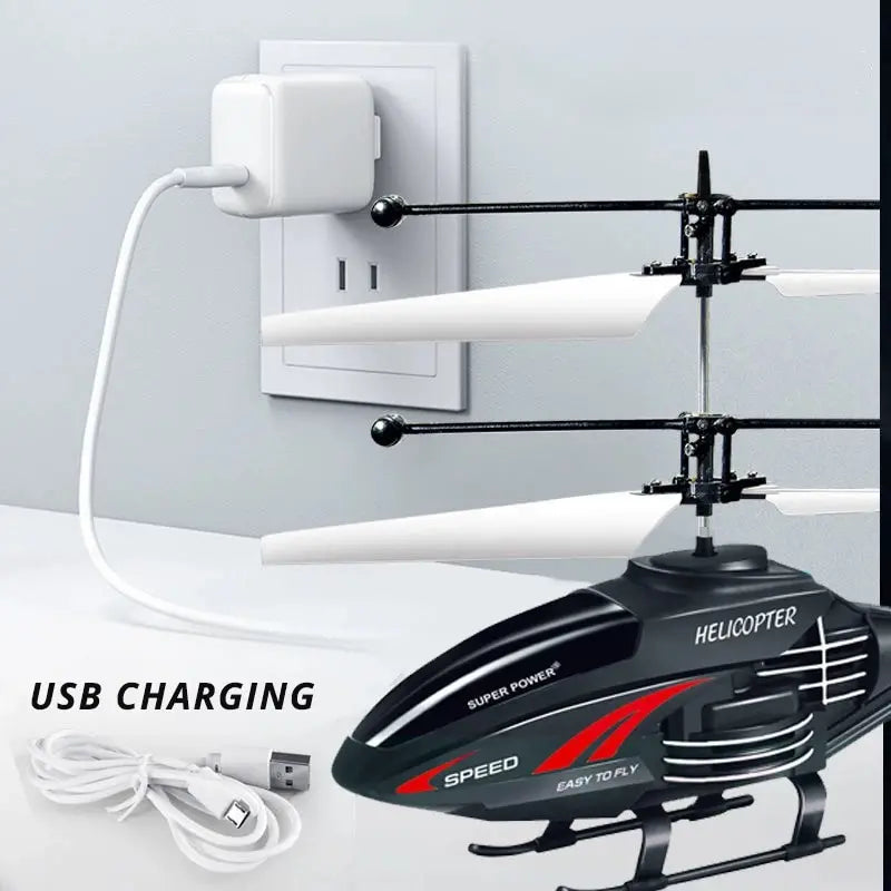 2 Channel Gesture Control Suspension Helicopter RC Remote Induction Aircraft With Charging LED Light Kids Toy for Boys