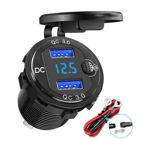 Dual 12V/24V USB Car Quick Aluminum Charger