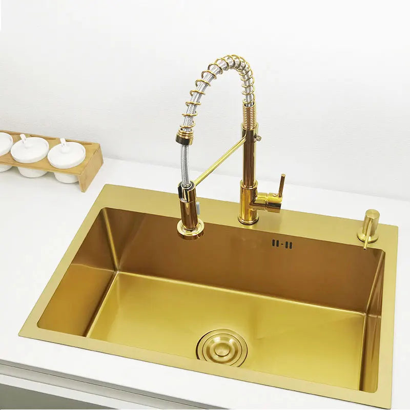 Kitchen  Stainless Steel  Gold Single Sink Bowl