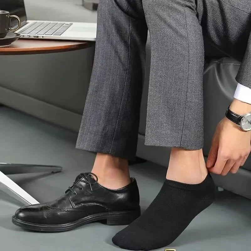 10 Pairs Men's Polyester Boat Socks New Style Black White Grey Business Men Stockings Soft Breathable Summer for Male