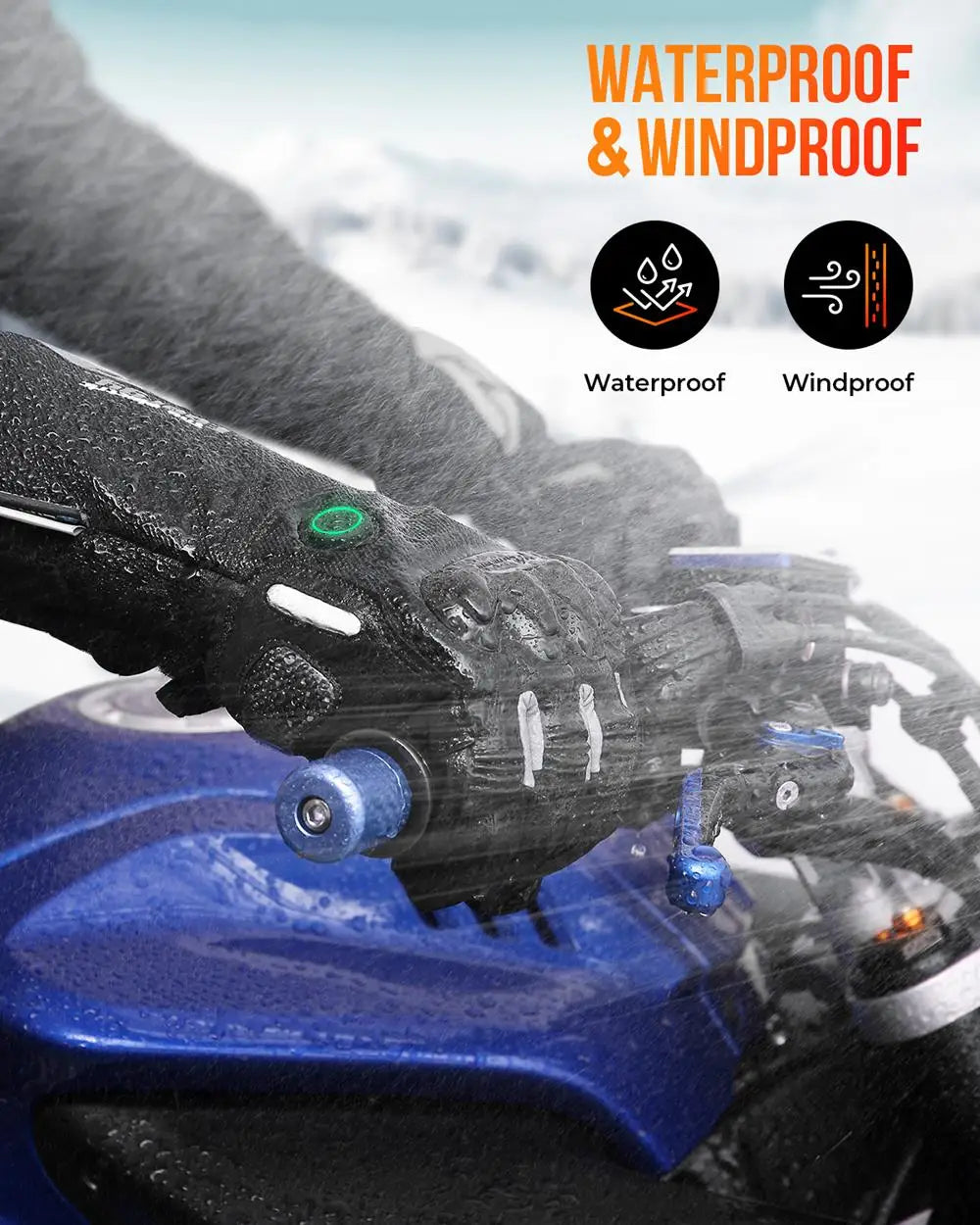 Waterproof and rechargeable heated motorcycle gloves