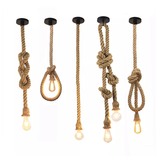 Retro Vintage Hemp Rope Pendant Light for American Industrial design