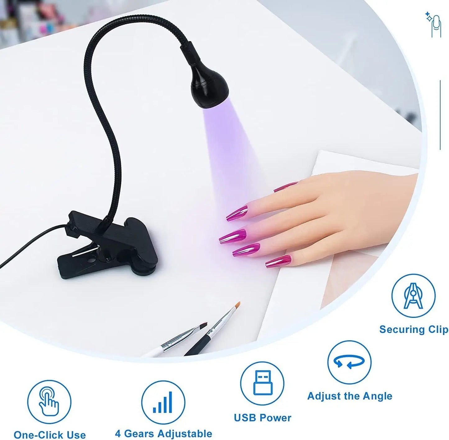 Clip-On Desk Mini Led Nail Lights Dryer UV Lamp