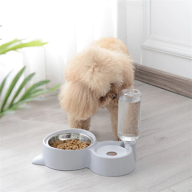 New 2-in-1 Cat Bowl Water Dispenser Automatic Water Storage Pet Dog Cat Food Bowl Food Container with Waterer Pet Waterer Feeder