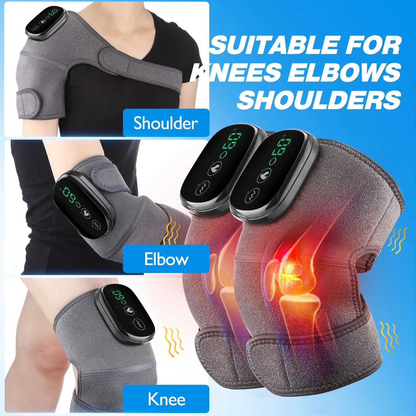 Electric Wireless Thermal Knee Massager Pad Support