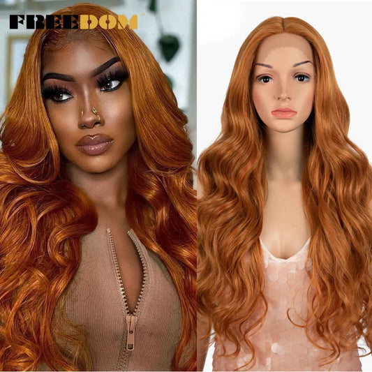 13x4 Synthetic Lace Front Wigs with Highlight Orange