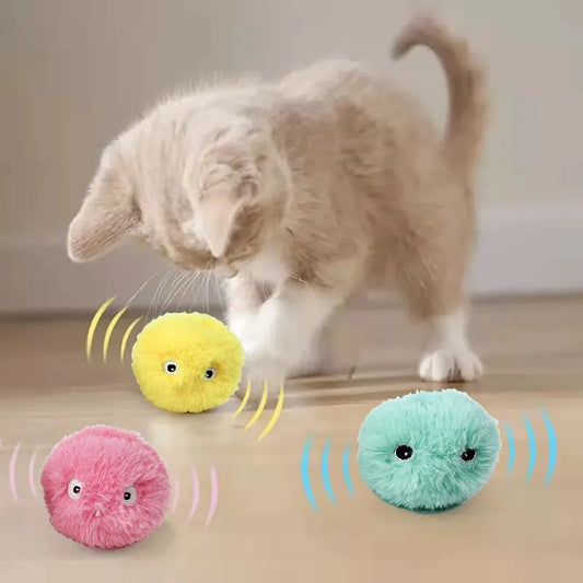Interactive Ball Smart Cat Toys Plush Electric Catnip Training Toy Kitten Touch Sounding Pet Product Squeak Toy Ball