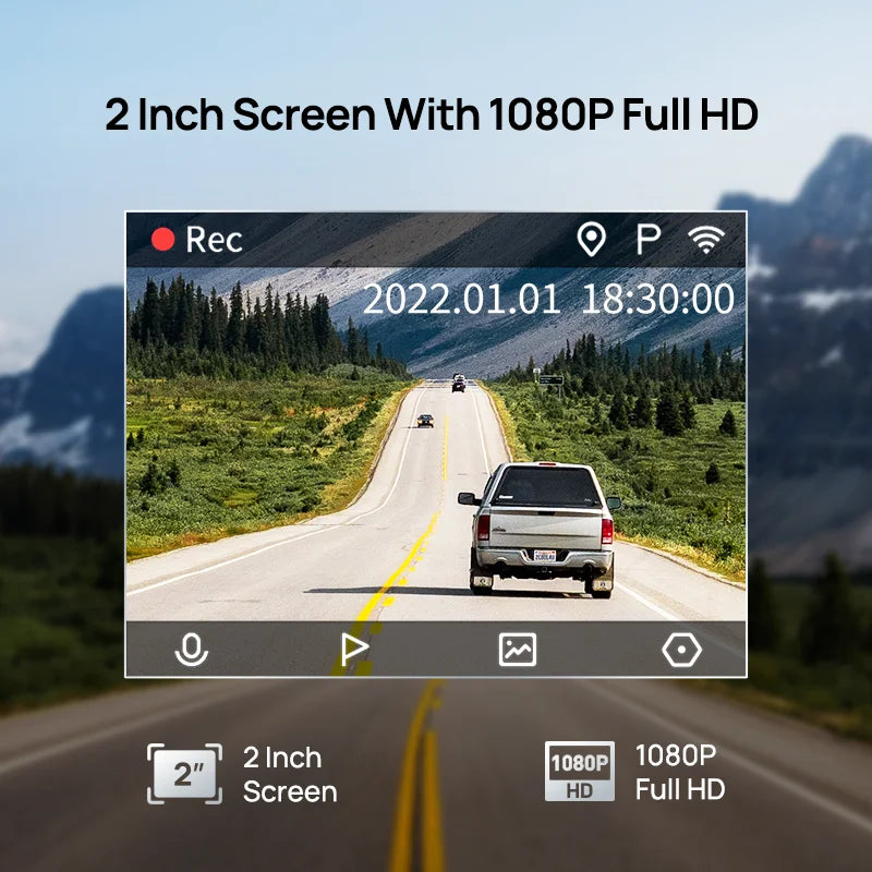 1080P External GPS, Auto Recorder, and 24h Parking Support Dash Cam