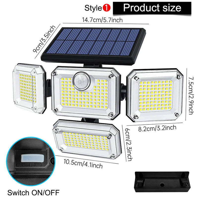 20W Super Bright Solar Lights With Adjustable Head Wide Lighting Angle