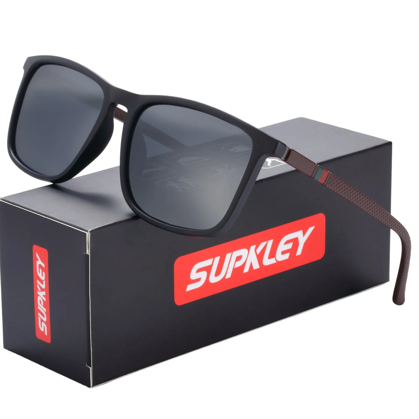 SUPKLEY Sports Sunglasses for Men Polarized Comfortable Wear Square Sun Glasses Male Light Weight Eyewear Accessory with Origina