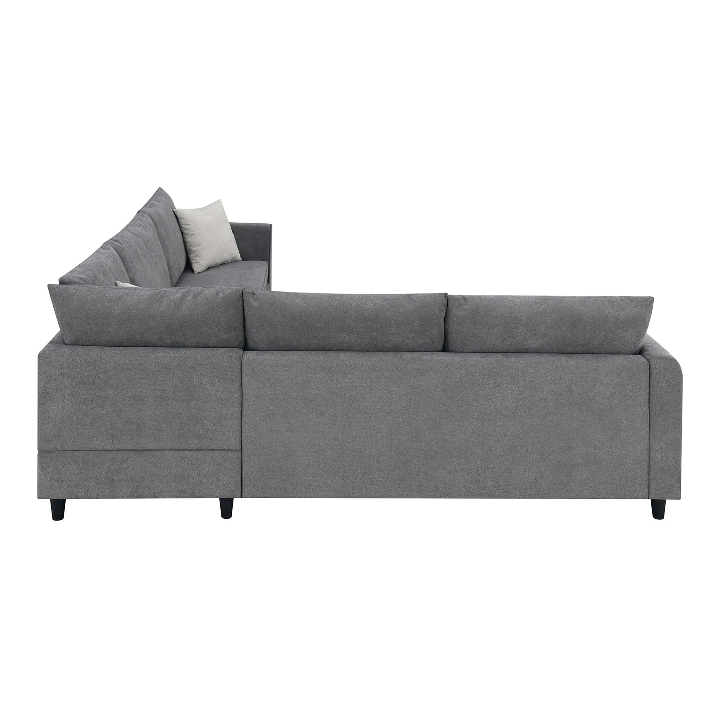 Modern Upholstered Living Room Sectional Sofa, L Shape Sofa Set with 3 Pillows