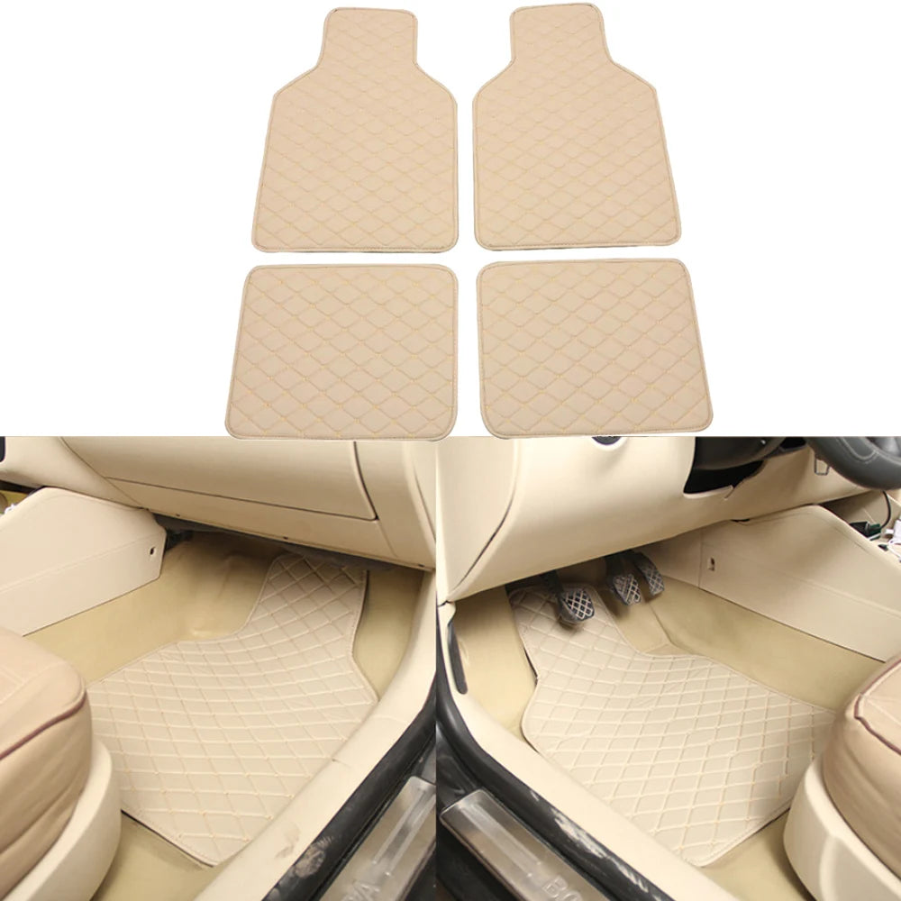 4Pcs Universal Car PU Leather Floor Mats