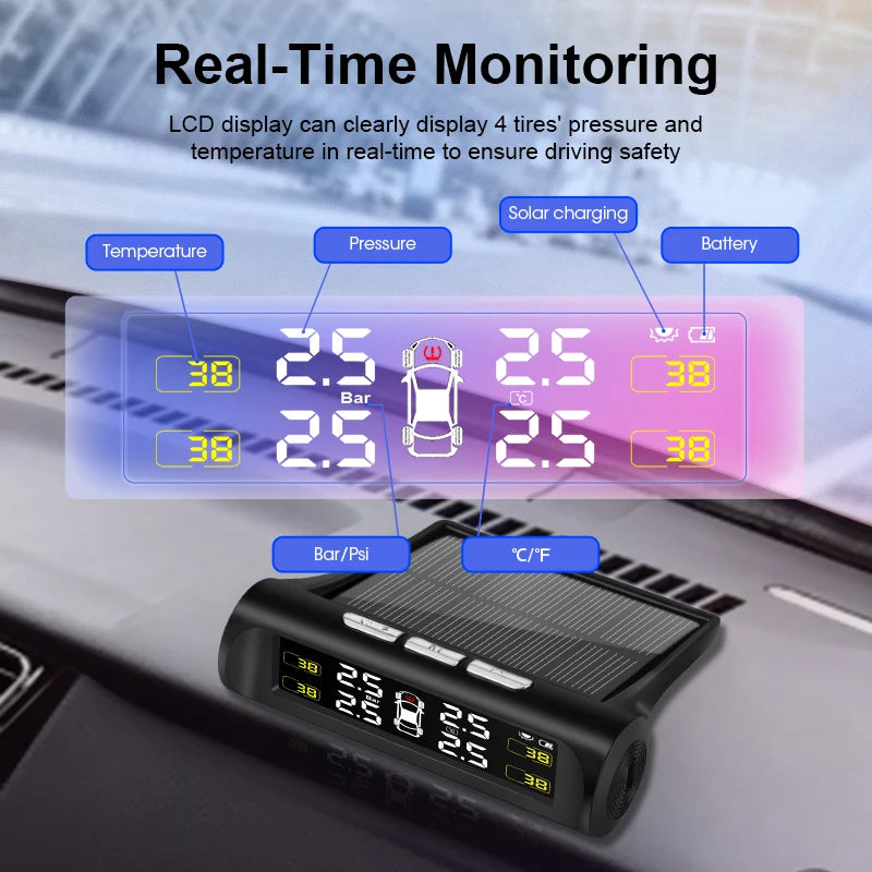 Solar Power Smart Car Tire Pressure Monitoring System