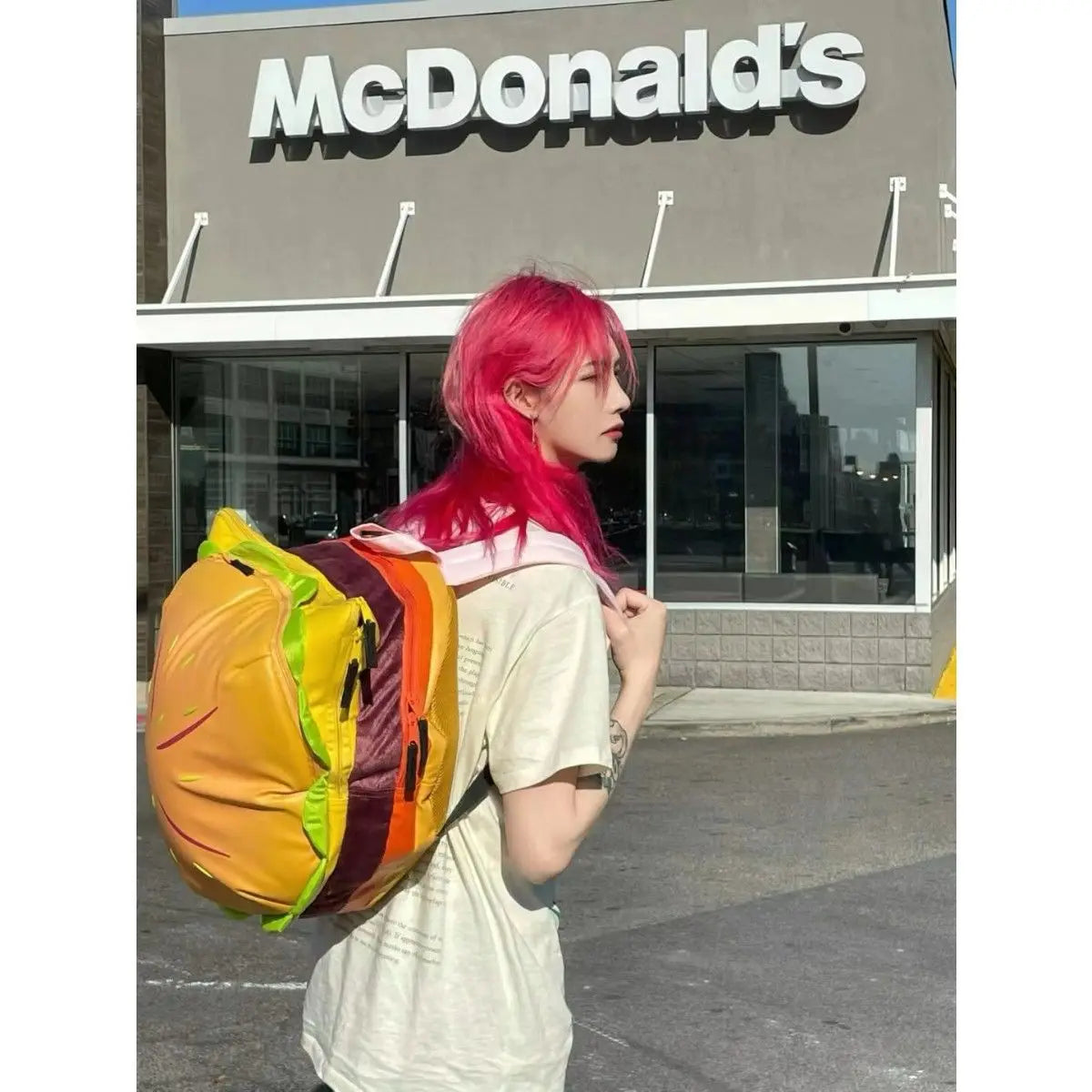 High Capacity Cute Retro Hamburger Kawaii Backpack