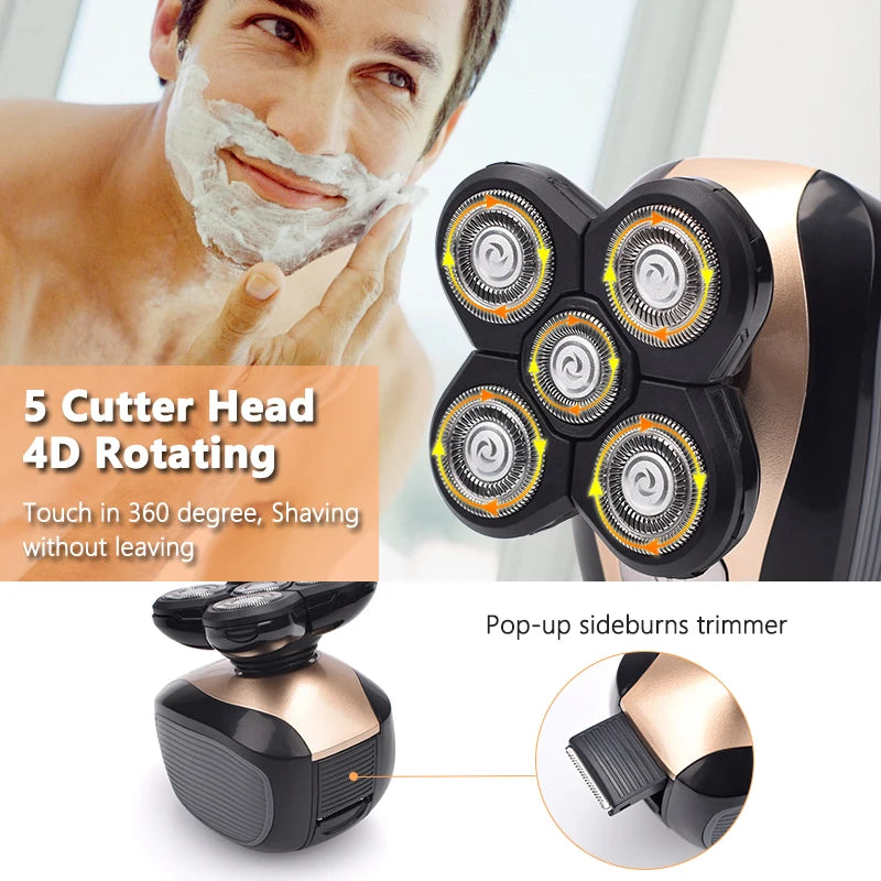 5 in 1 4D Rechargeable Razor for Bald Head