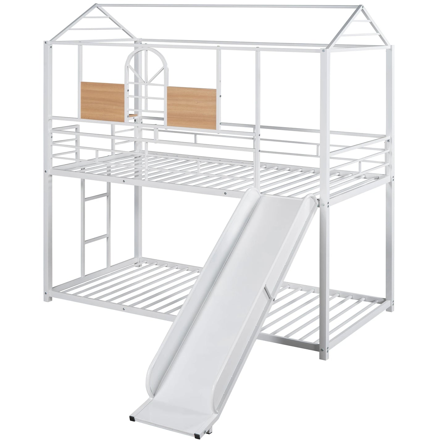 Twin Over Twin Metal Bunk Bed ,Metal Housebed With Slide