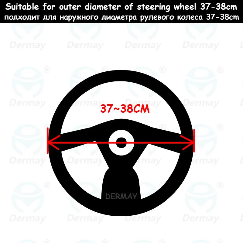 Anti-Slip PU Leather fit 37~38cm Car Steering Wheel Covers