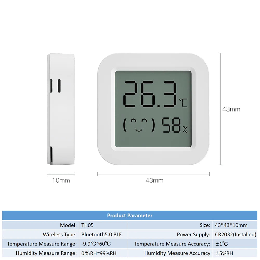 Temperature Humidity Sensor with Mini LCD Digital Display and Compatible with Bluetooth APP