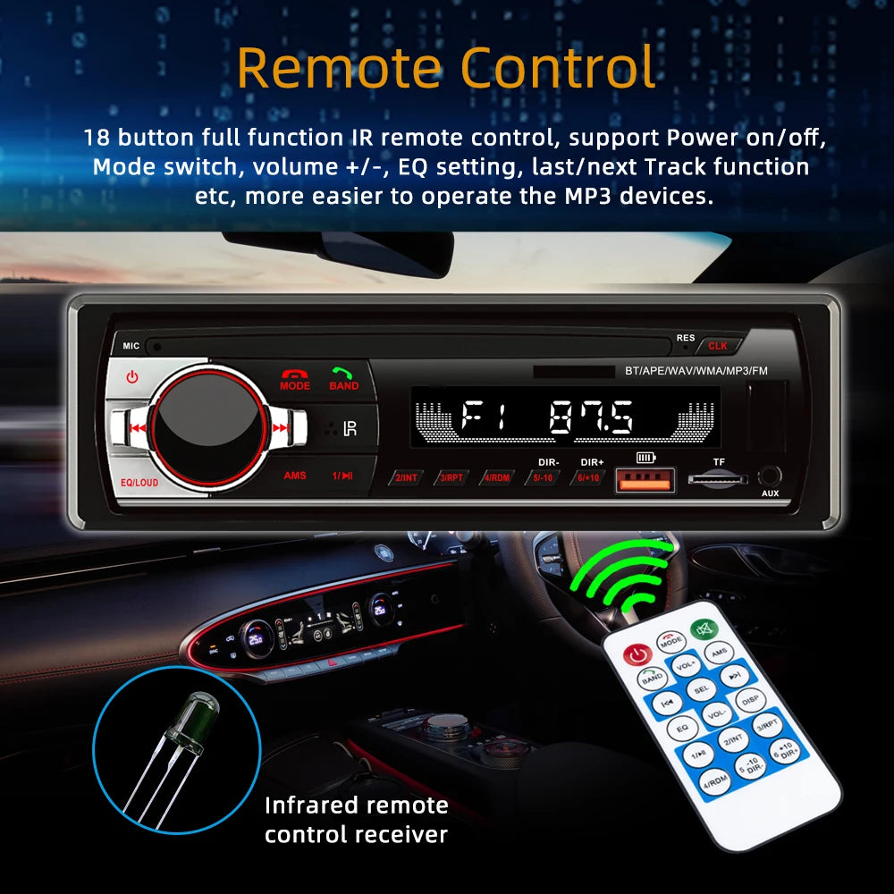 1D Bluetooth Radio Multimedia Player Car