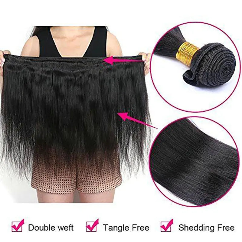 8-28 Inch 1/3/4 Bundles Straight Brazilian Human Hair Extensions