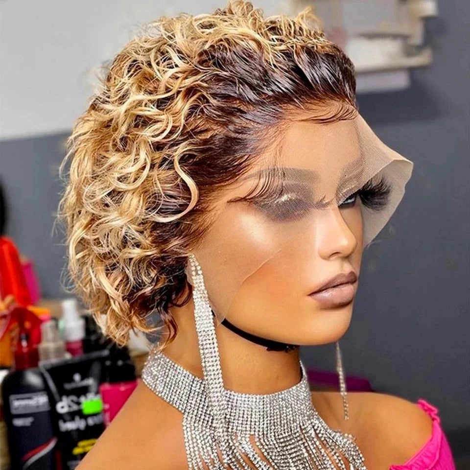 Spring Curl Color Lace Pixie Cut Wig