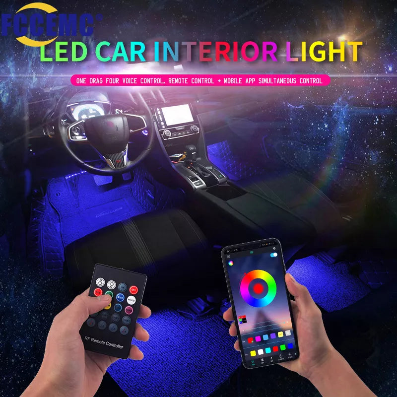 LED Car Foot Ambient Light with USB and Music Control App