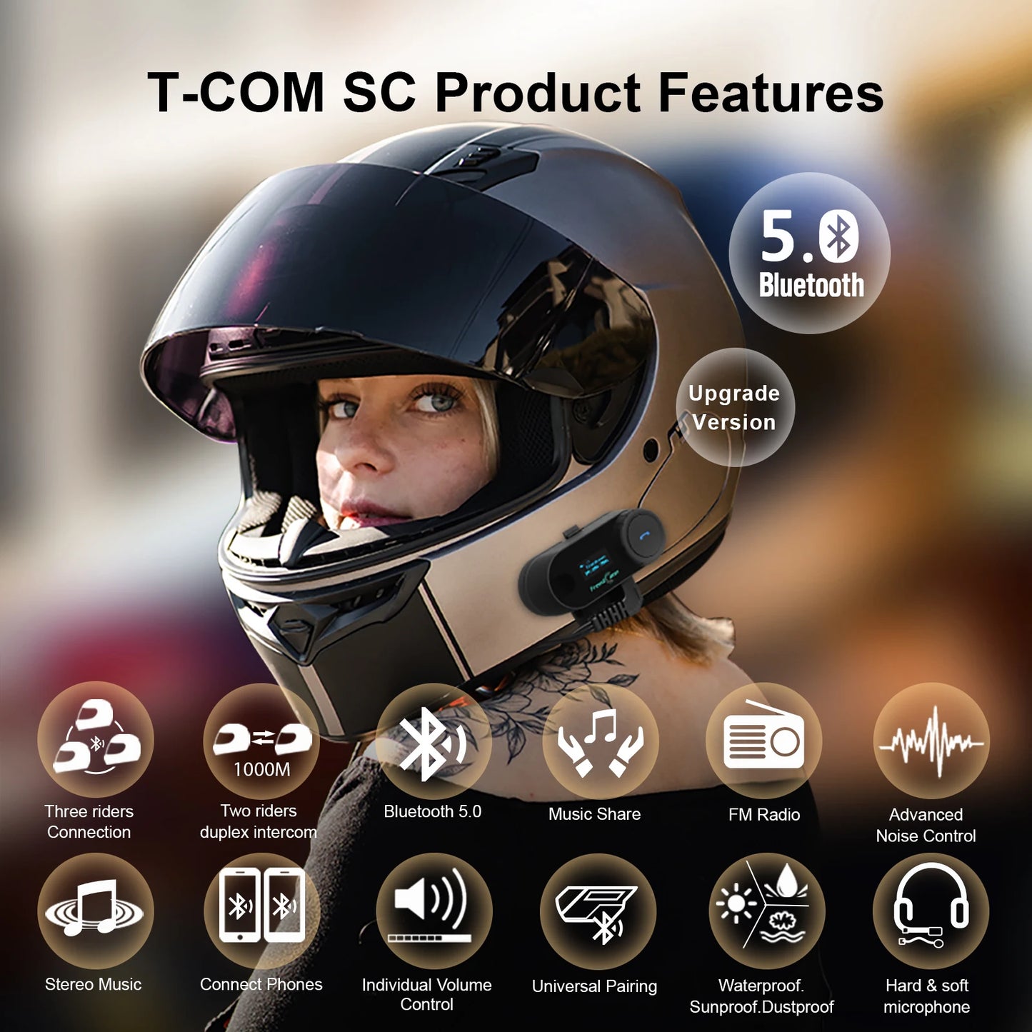 Wireless  Bluetooth Motorcycle Intercom Helmet Headset