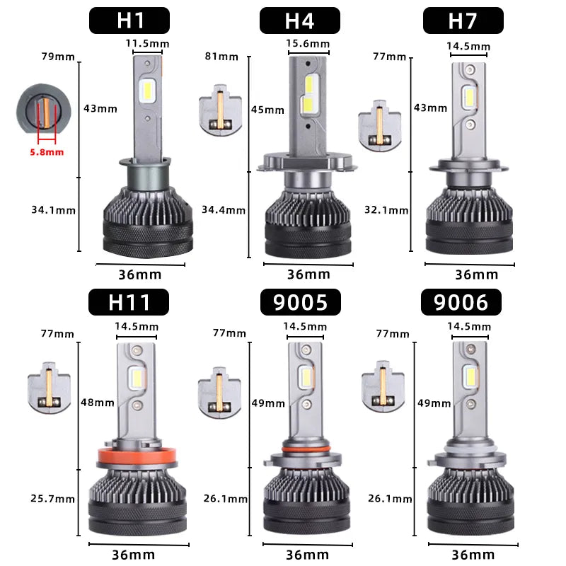 Led Lamp Double Copper Tube Headlight Bulb