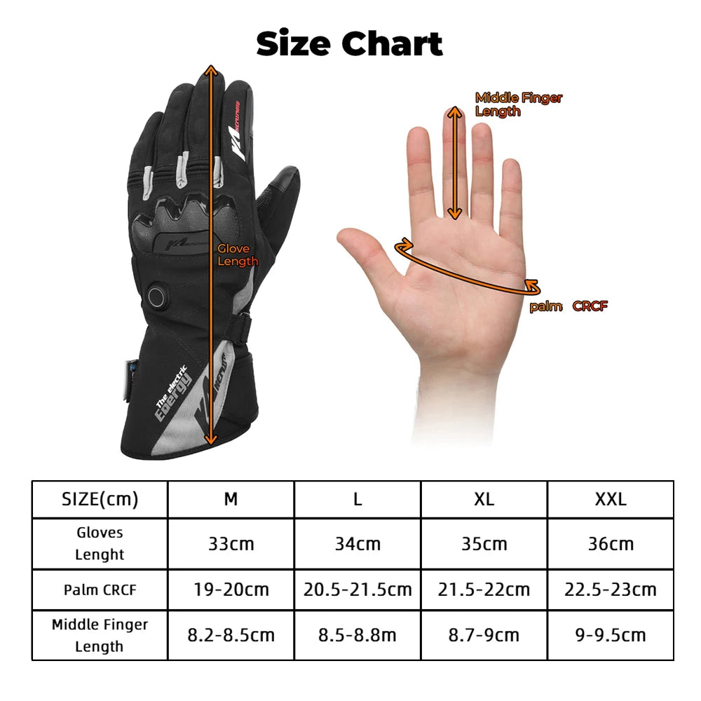 Waterproof and rechargeable heated motorcycle gloves