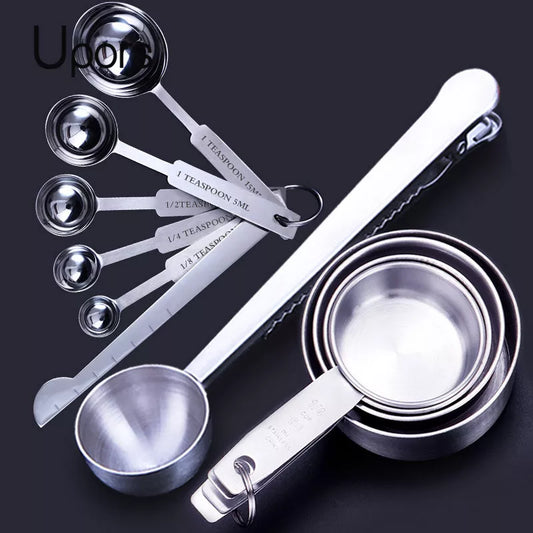UPORS Measuring Cups Premium Stackable Kitchen Measuring Spoon Set Stainless Steel Measuring Cups and Spoons Set