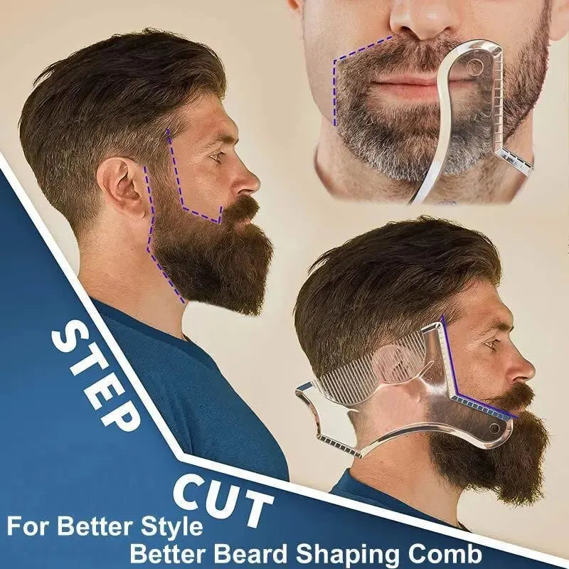 Men's All-in-One Beard Styling Comb - Creative Beard Stencil and Shaping Template Tools for Perfectly Groomed Facial Hair