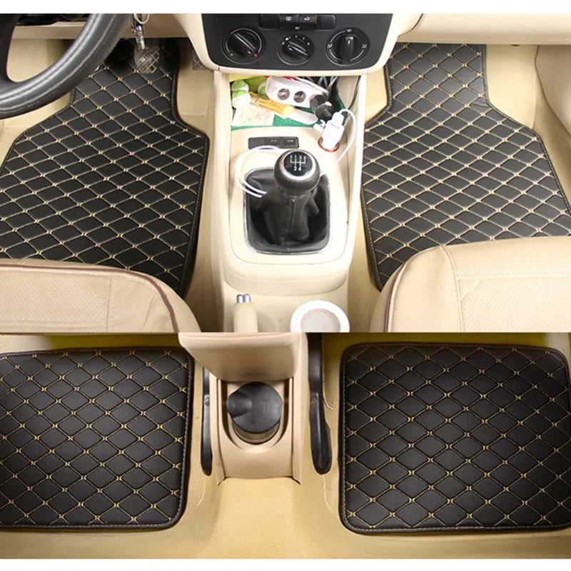 4Pcs All Weather PU Leather Car Floor Mats