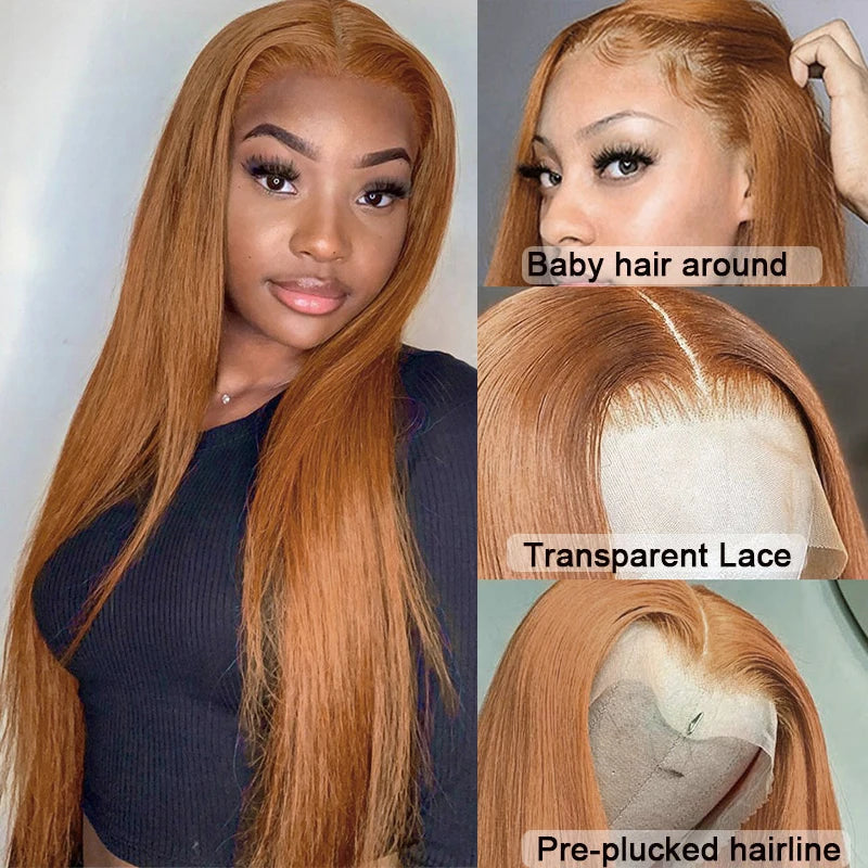 Straight Synthetic Ginger Brown Wig with Baby Hair