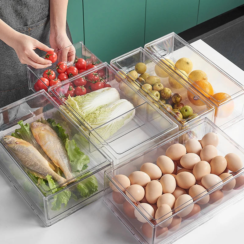 Refrigerator storage box drawer type kitchen fresh-keeping box food-grade egg box vegetable special arrangement storage box