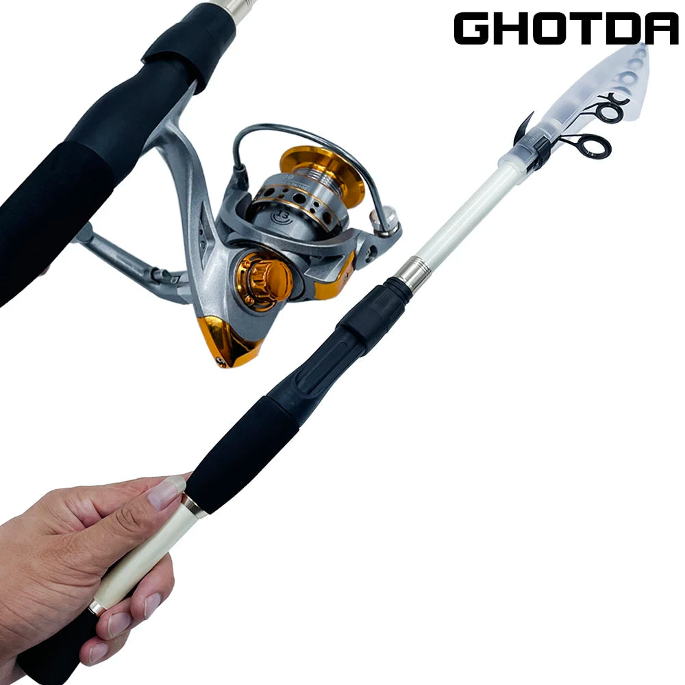 Lightweight Lure Fishing Rod Set and Spinning Reel Close with a Length of 45/47.6/48.5/51 cm