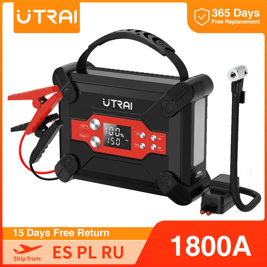 1800A Jump Starter 4 in 1 Air Compressor Power Bank Portable Battery For Car Emergency