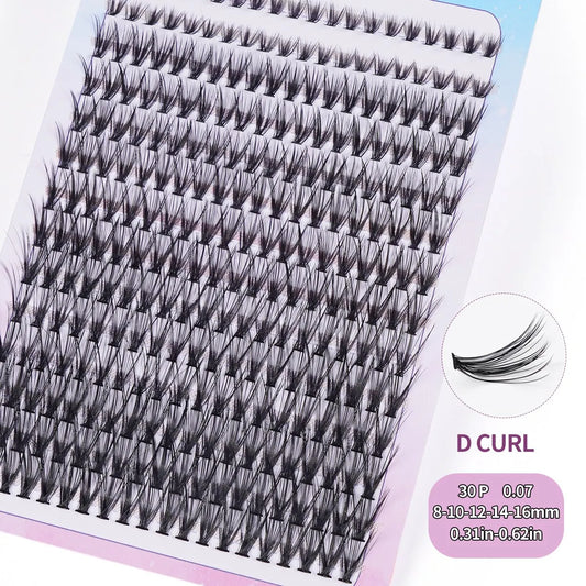 280 Pcs Cluster Lashes 40P 30P Fishtail Type Grafted Eyelashes 8~16mm Natural Vivid Eye Makeup Lashes Extension Individual Lash