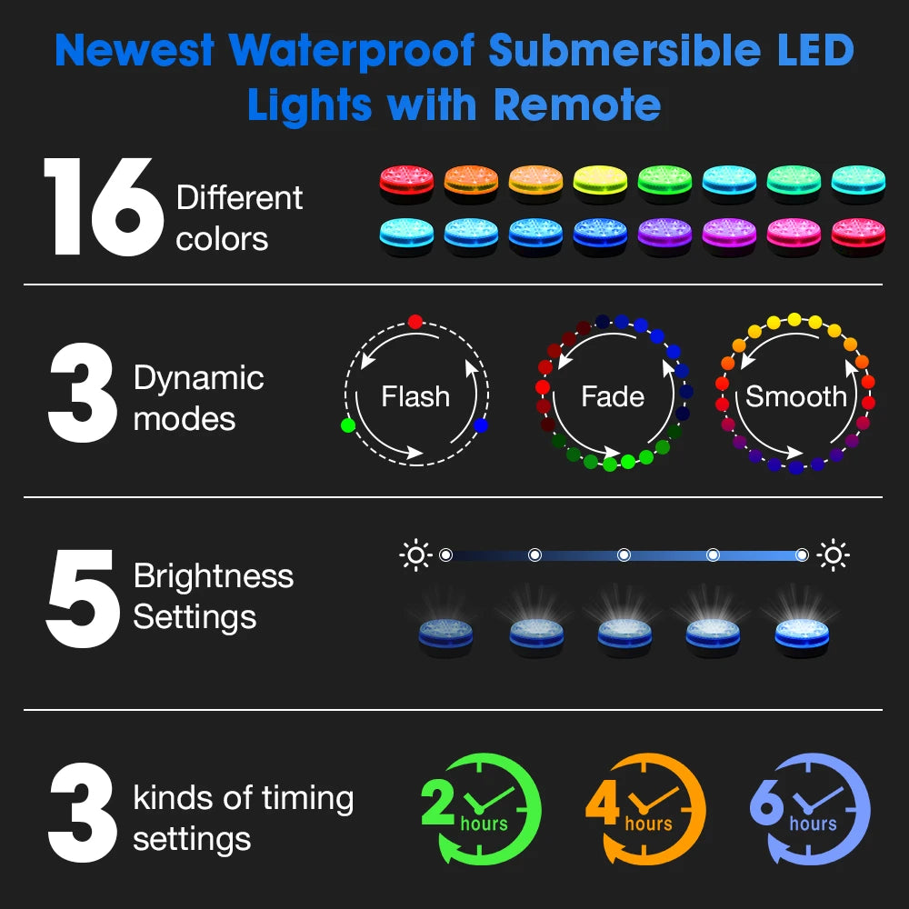 Updated Submersible LED Lights with Remote