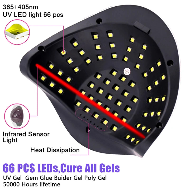 UV LED Nail Lamp For Fast Drying Gel Nail Polish With Auto Sensor