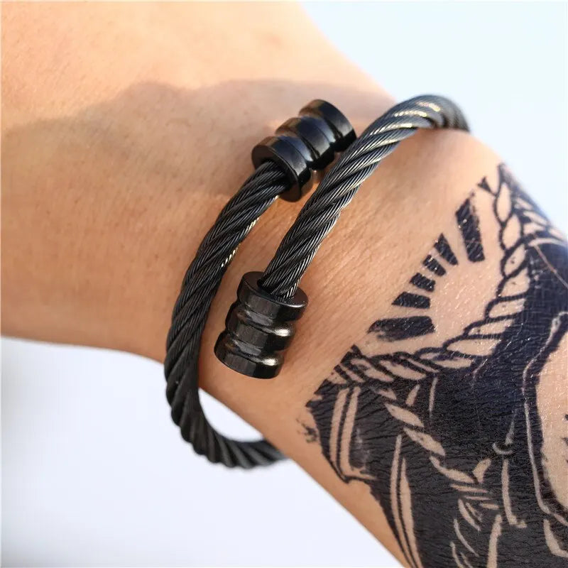 Personality Charm Men's Cylindrical Head Titanium Steel Bracelet Bangle No Fade Color Simple Hand Jewelry Party Accessories