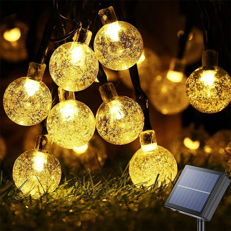 60 LED Solar String   Crystal Lights Outdoor with 8 Modes