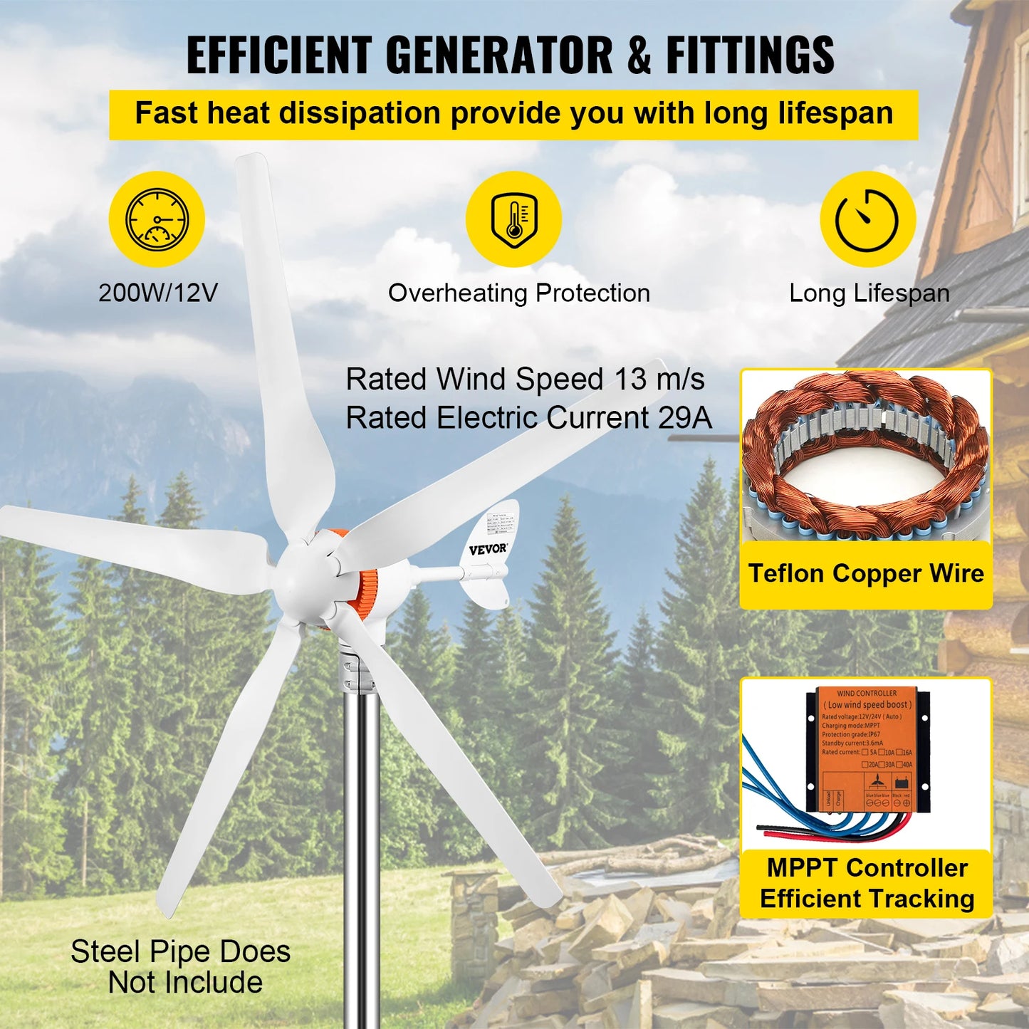 Wind Turbine Generator 300W 400W 500W With MPPT/Charge Controller