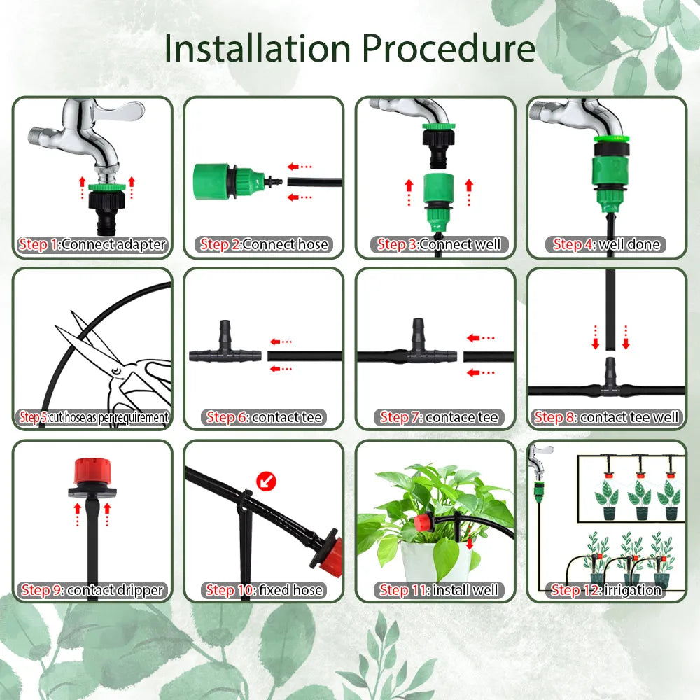 25/50M Automatic Garden Irrigation Watering System Drip Kit