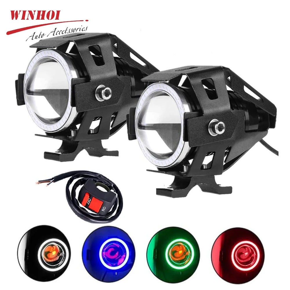 125W LED Motorcycle Headlight with Angle Eyes