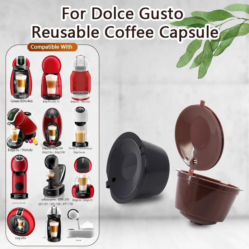 6pcs Refillable Coffee Capsule for Dolce Gusto Reusable  Empty Pods Filter Cup  Plastic  with Spoon and Brush